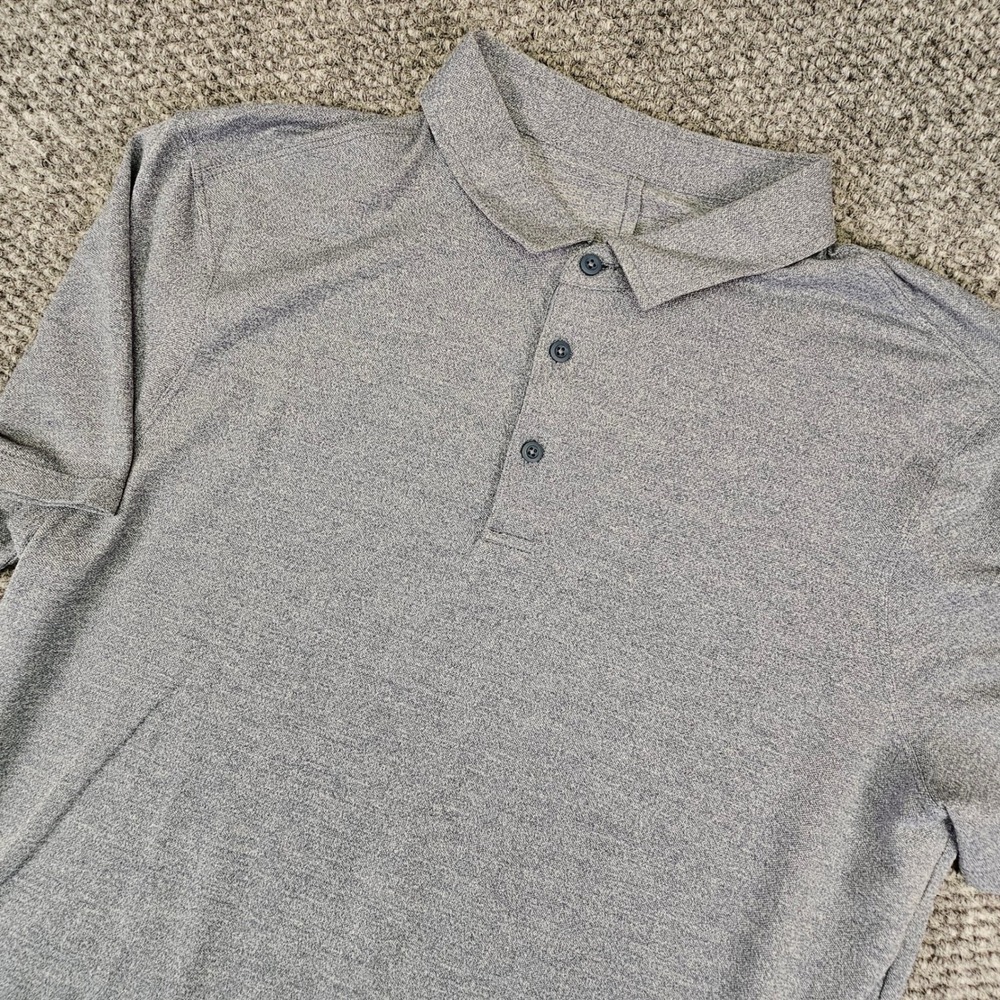 Lululemon Evolution Polo Shirt Mens Large Heathered Grey Short Sleeve Golf Top